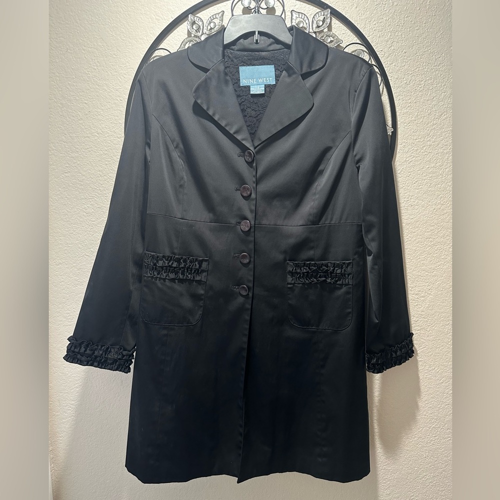 Nine West Black Button Down Coat